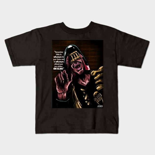 Judge Dredd “Public Service Announcement” Judge Death portrait (digital) Kids T-Shirt by StagArtStudios